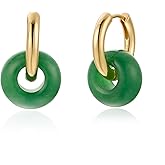 ALRNBY Jade Earrings for Women Non Tarnish Hoop Dangle Earring for Trendy Stainless Steel Emerald Green Earring