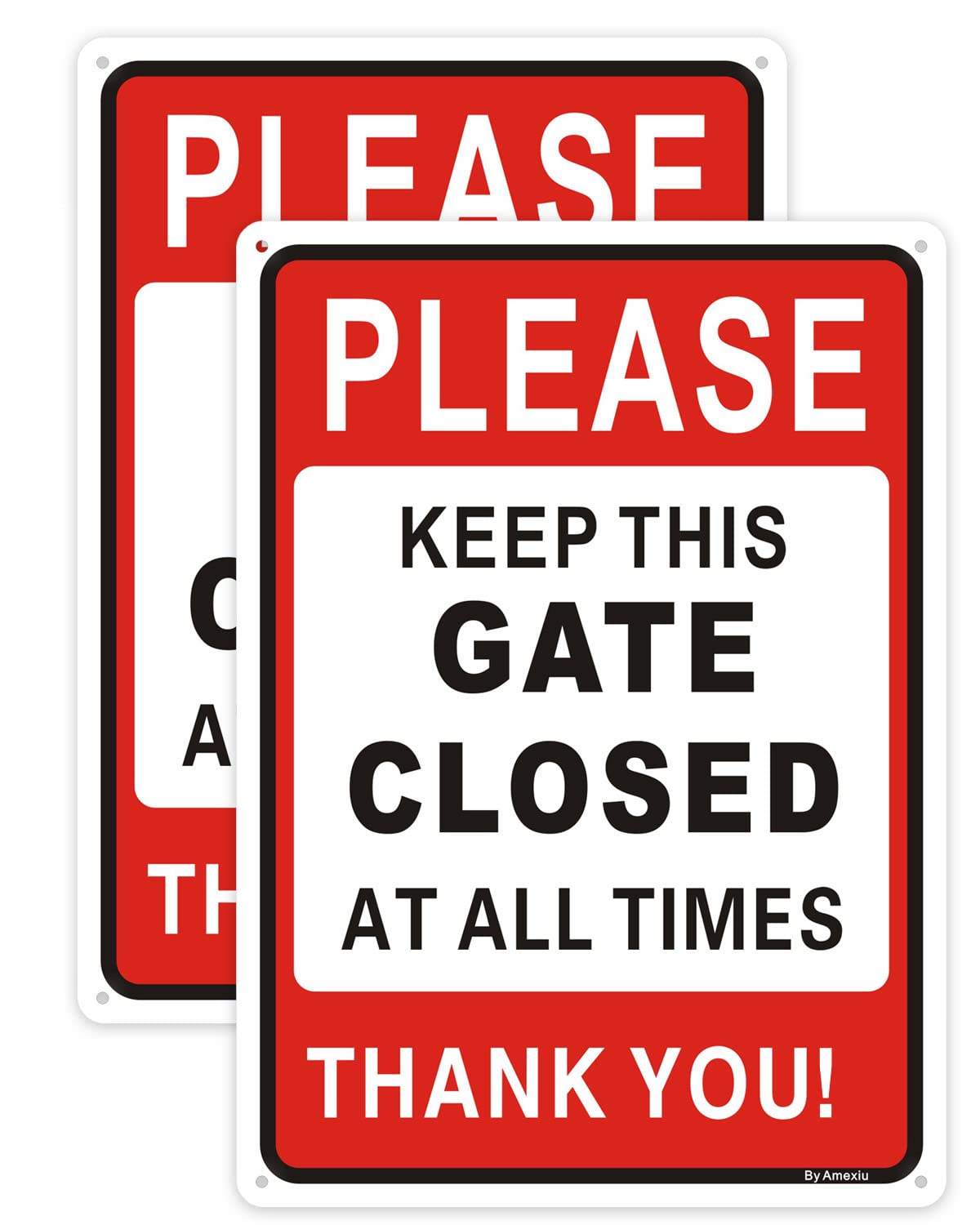 2 Pack Please Keep this Gate Closed at All Times Sign, 25 x 18 x 0.1 cm Rust Free Rust Free Aluminum Easy Mounting,