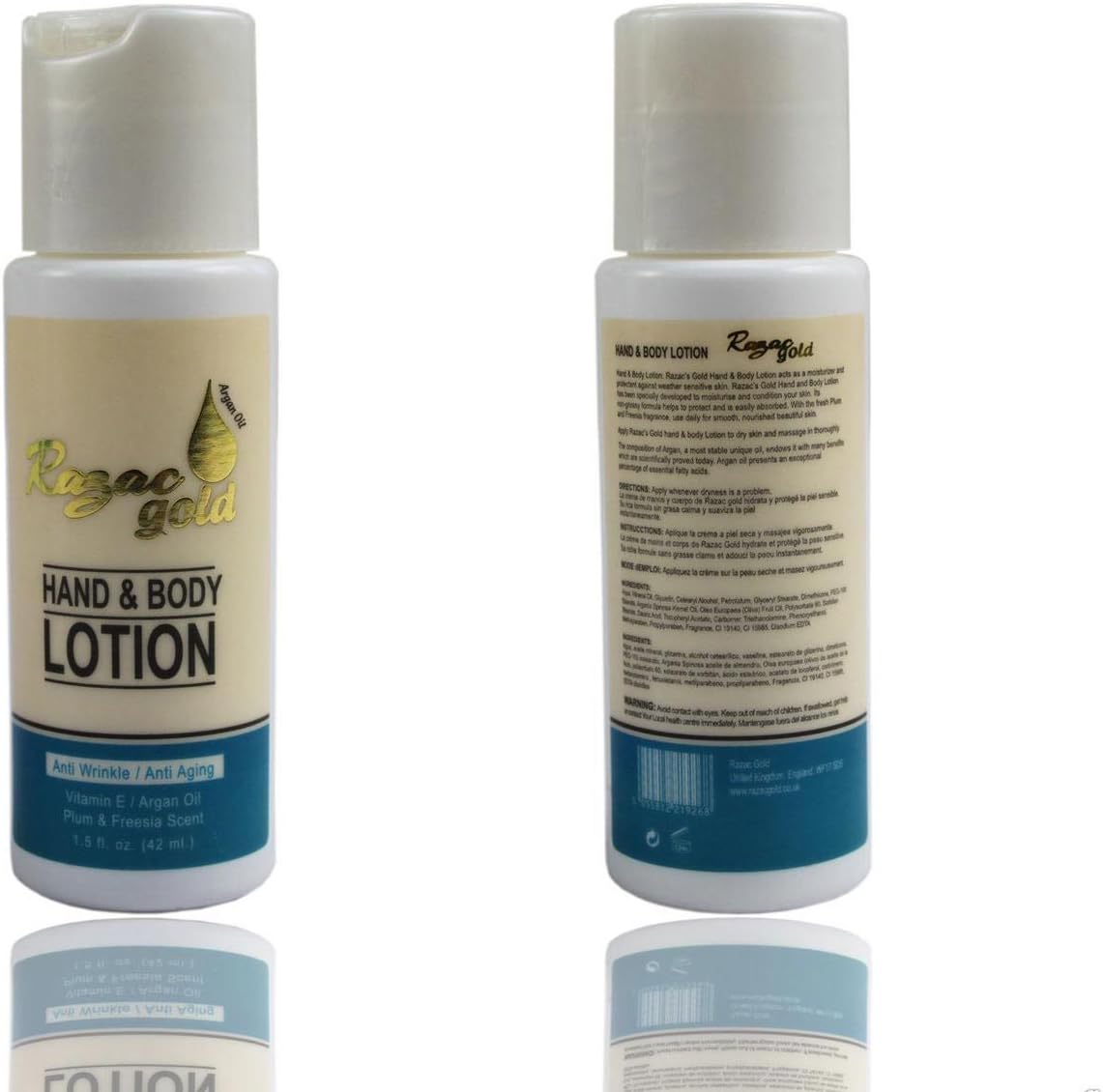 RazaGold Hand & Body Lotion Moisturiser With Vitamin E/Argan Oil (42ml)