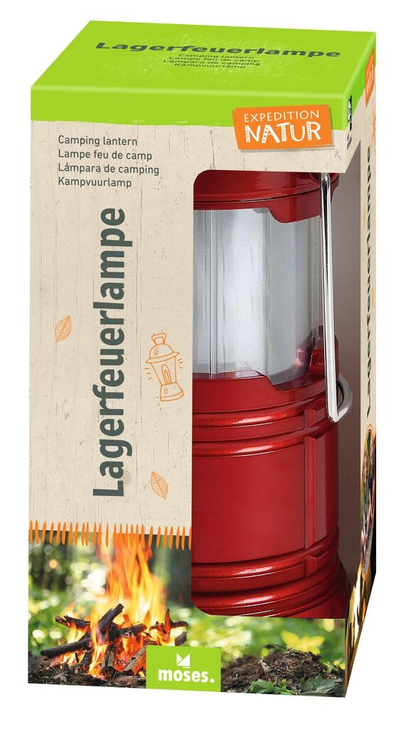 moses. Expedition Natural Campfire Lamp, LED Camping Lamp, Portable Lantern for Camping, Hiking or Camping for Children, with Metal Bracket for Hanging