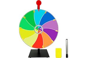 Bejudud 12 Inch Spin Wheel Prize Wheel, 10 Slots Color Roulette Spinner Wheel, Tabletop Spin The Wheel of Fortune with Dry Erase Marker and Eraser for Carnival, Trade Show (12 Inches)
