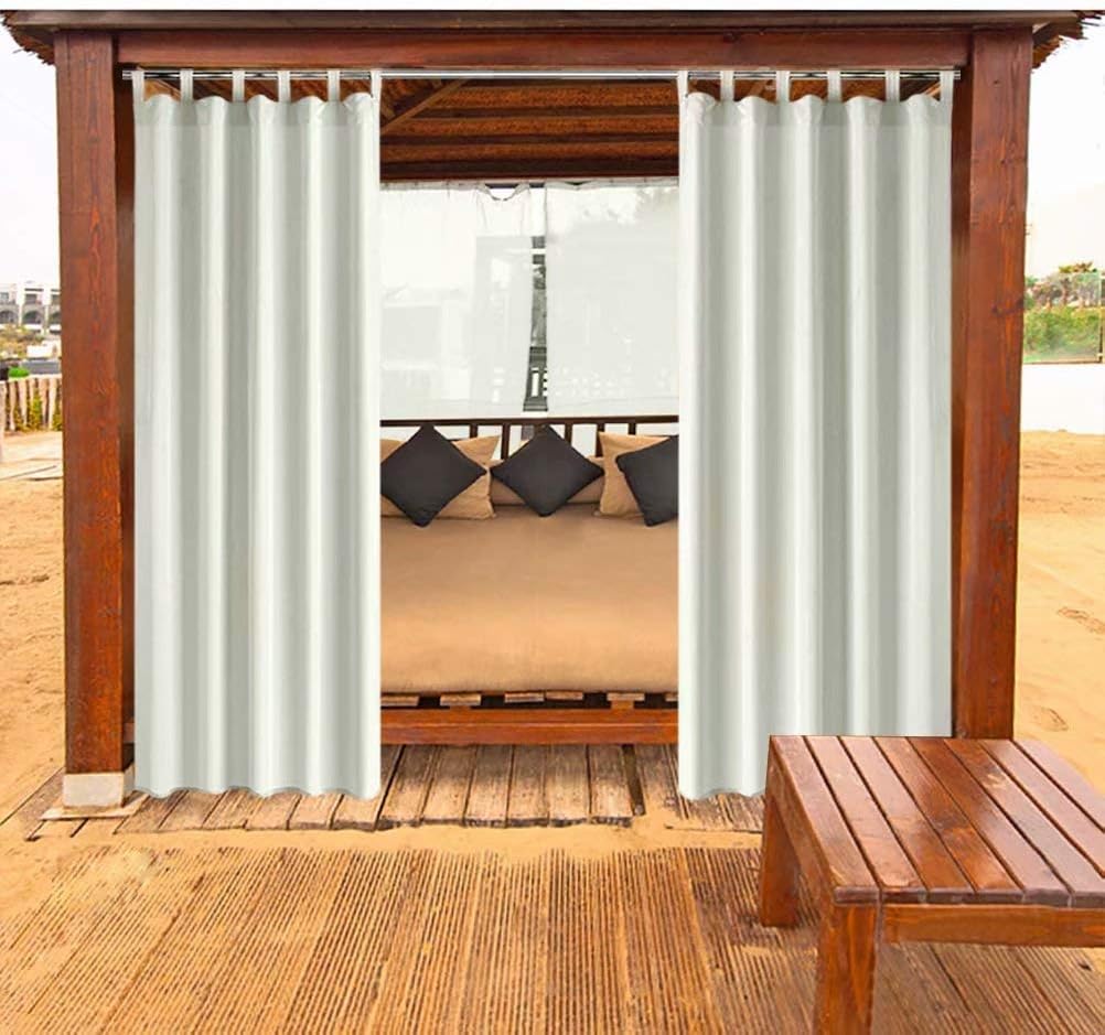 DOMDIL-Outdoor Curtains for Gazebo with Adhesive Tape, Mildew Resistan Pergola Curtains, Perfect for Garden Patio Balloon of Pavilion Beach House, 1 Piece, 50"W*84"H, Colore Creme White