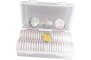 XYZsundy 40.6mm Silver Dollar Coin Holder,Silver Eagles Coin Capsules for Collectors with Clear Plastic Storage Organizer Box for Coin Collection Supplies (50)