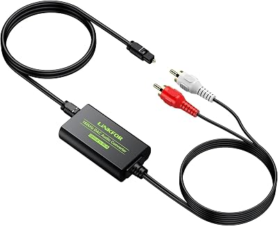 LiNKFOR 192kHz DAC Optical Toslink to RCA Digital to Analog Converter 2.1m Cable