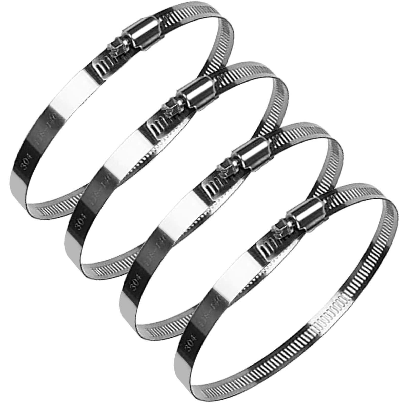4pcs Jubilee Pipe Adjustable 304 Stainless Steel Hose Clips Set, Duct Clamps for Securing Hoses and Pipes Tube 118-140mm — image 1