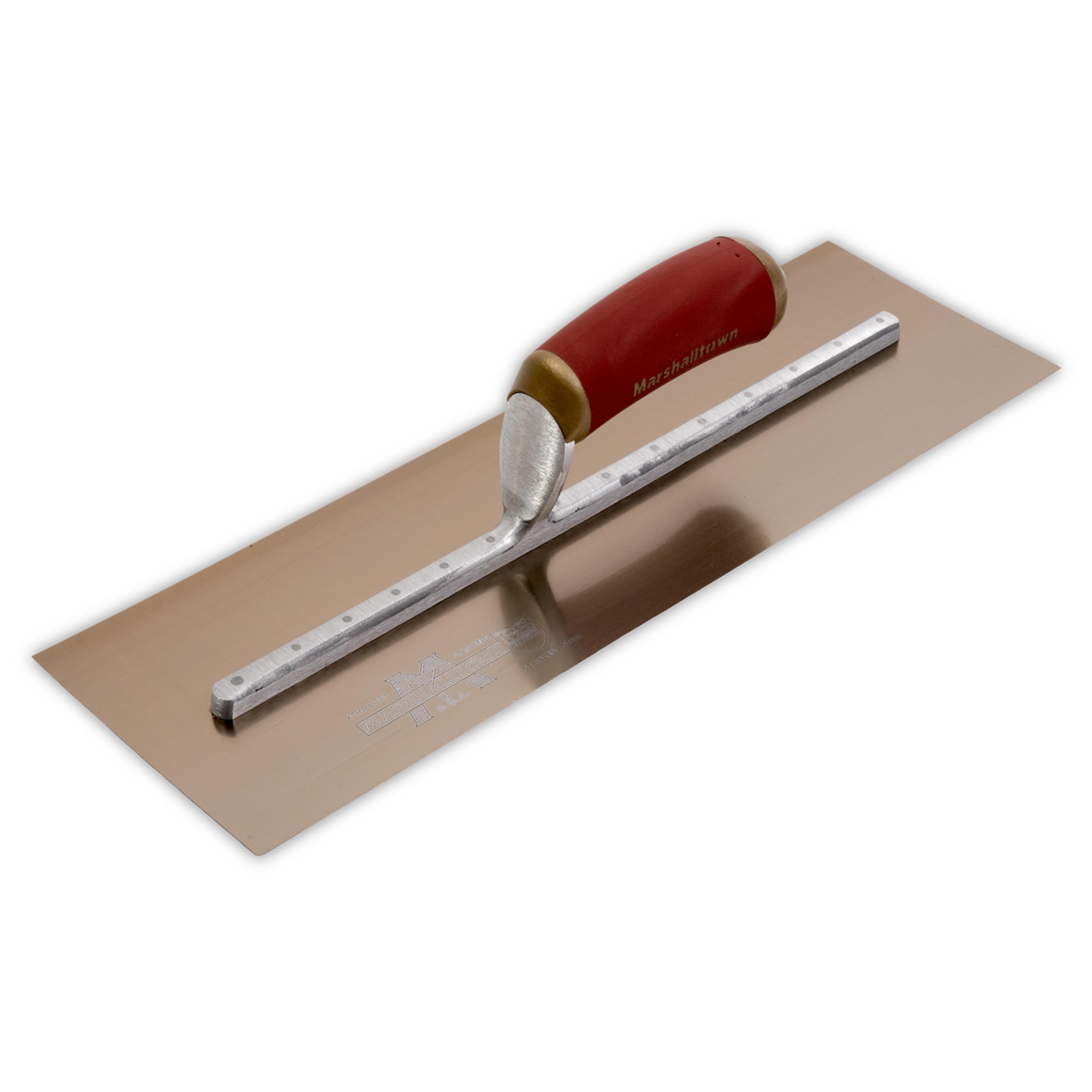 MARSHALLTOWN PermaShape Plasterers Finishing Trowel, Broken-in Golden Stainless Steel 356 x 127mm Blade, DuraSoft Handle, PB145GSD