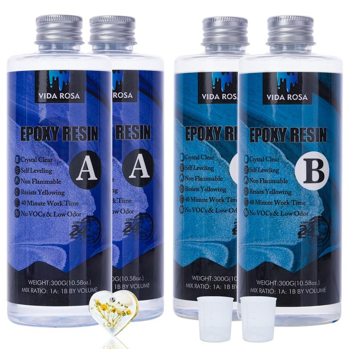 VidaRosa Epoxy Resin Kits for DIY Art，1200ml/ 42.32oz Crystal Coating for Art, Craft, Mold Casting, Wood, Jewelry Making, Coasters, Table Top, Countertop Coating