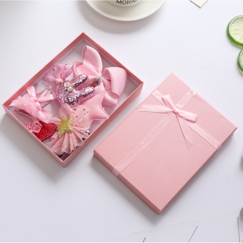 Zinnor Hair Styling Accessories Kit Hair Clips Bows Barrettes Hairpins Set for Toddler Baby Girls with Pink Gift Box 10Pcs Cute Gorgeous Girls Gift on Children\'s Day, Birthday or Holiday Gift (Pink)