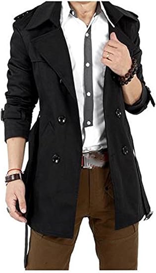 Amazon Aijuan メンズ 秋 コート ロングコート モッズ ギャバジン コーデ ファッション 防風 防寒 お出かけ カジュアル シンプル カッコイイ コート ジャケット 通販