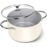 MICHELANGELO Stock Pot with Lid, 6 Quart Soup Pot with Ceramic Coating, Nonstick Ceramic Cooking Pot, Induction Compatible Stockpot - 6QT, Beige