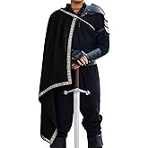 Runcati Mens Renaissance Shawl Half Shoulder Cape Medieval Samurai Cloak LARP Warrior Ren Faire Halloween Costume