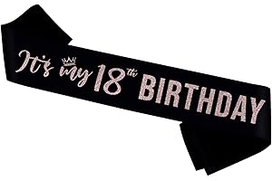It’s My 18th Birthday Sash,Eighteen Years Old Sash ,Rose Gold Glitter 18th Birthday Gifts for Girls, Finall 18 Birthday Party