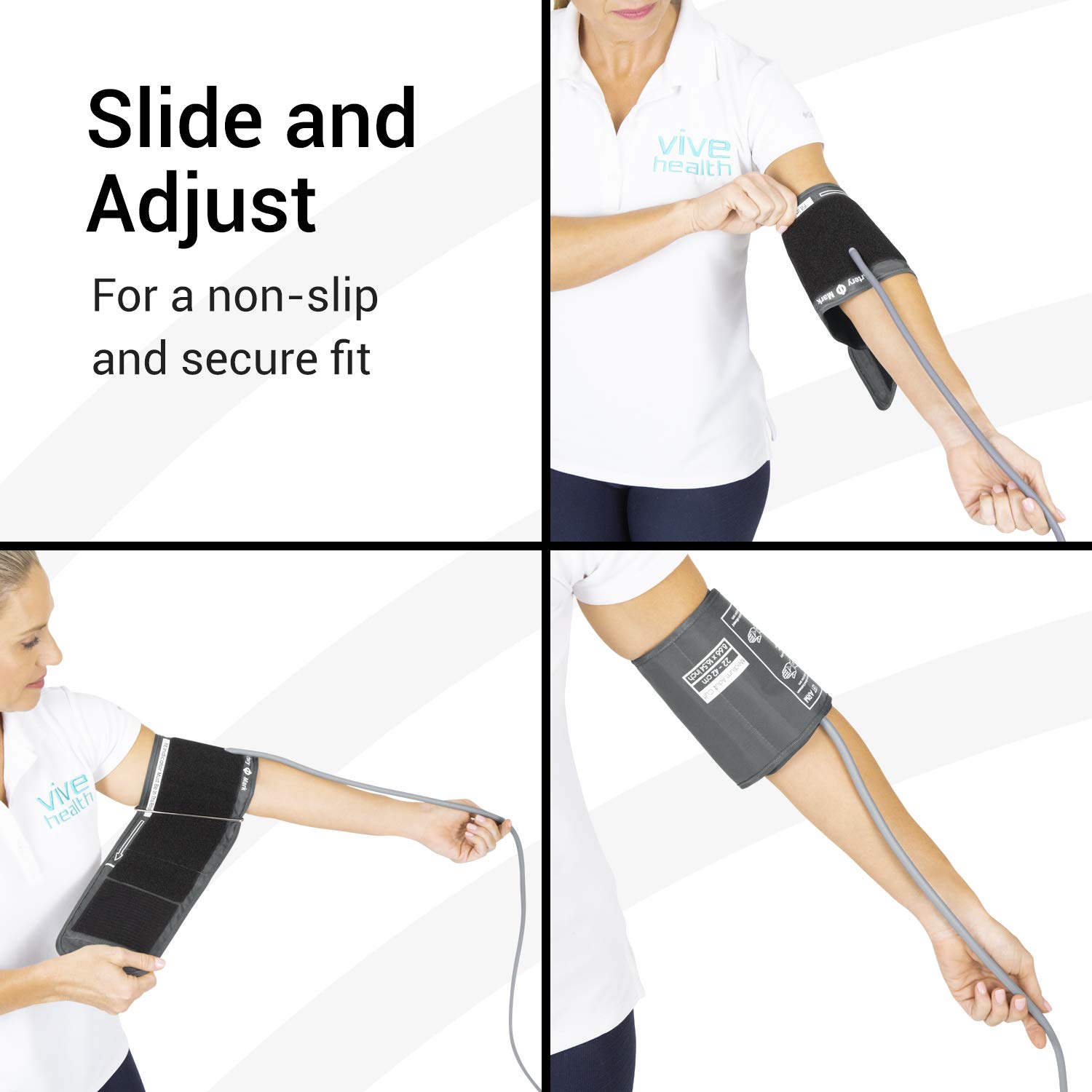 Vive Precision Blood Pressure Cuff Replacement - Compatible with Omron Series 5 & Most BP Monitors - Universal Cuff for Adults, Seniors & Elderly (Medium)