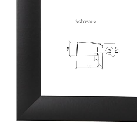 Bilderrahmen 'OLIMP' 37.5x98 cm oder 98x37.5 cm, MDF-Bilderrahmen mit Dekor Folienummantelung in Schwarz, 35 mm breite Leiste
