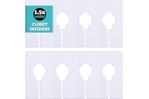 ERA ACCENTS Set of 8 Wide Rectangle Closet Dividers for Hanging Clothes – 1.5x Wider White Dividers for Easy Labeling