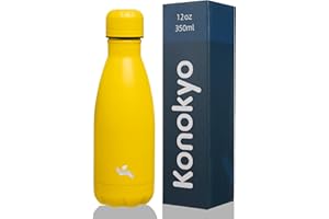 Konokyo Insulated Water Bottles,12oz Double Wall Stainless Steel Vacumm Metal Flask for Sports Travel,Yellow