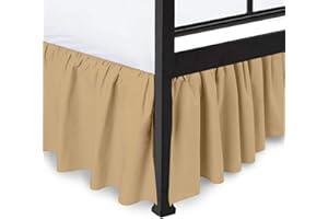 Peace Sleep Bedding - Ruffled Bed Skirt with Split Corners, Taupe, Queen 18 Inch Drop Bedskirt, Hotel Quality Brushed Microfiber Wrinkle Free Dust Ruffle Bed Skirt Queen Size