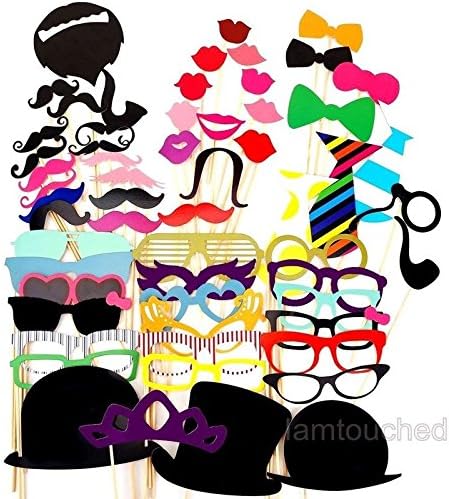 ANLO Trading Limited Generic Party Birthday DIY Photo Booth Props Mask Glass On A Stick Wedding Decorations (58pcs/Set)