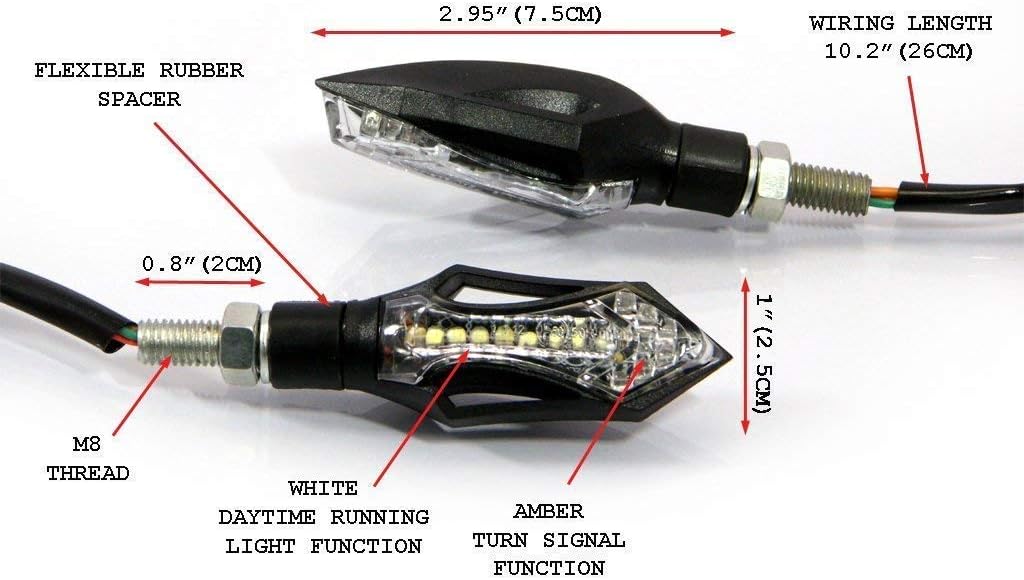 Alchemy Parts LED Motorbike Indicators with Integrated Daytime Running Lights DRL for Quad ATV, Trike, black - Image 3