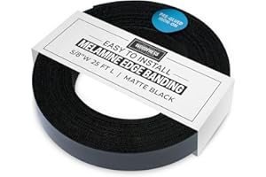 WoodPress® 5/8 inch Matt Black Melamine Edge Banding, Pre-Glued Veneer Tape – 25 ft Roll - Iron-On for Easy DIY Application – Will Cover The Edge of a Standard 8' x 4' MDF Panel