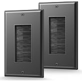 LEENUE Brush Wall Plate, Single Gang Cable Pass Through, 2 Pack, Black | Cord Hider for Low Voltage Wires, In Wall Cable Management for Wall Mount TV, HDTV, Home Theater Systems