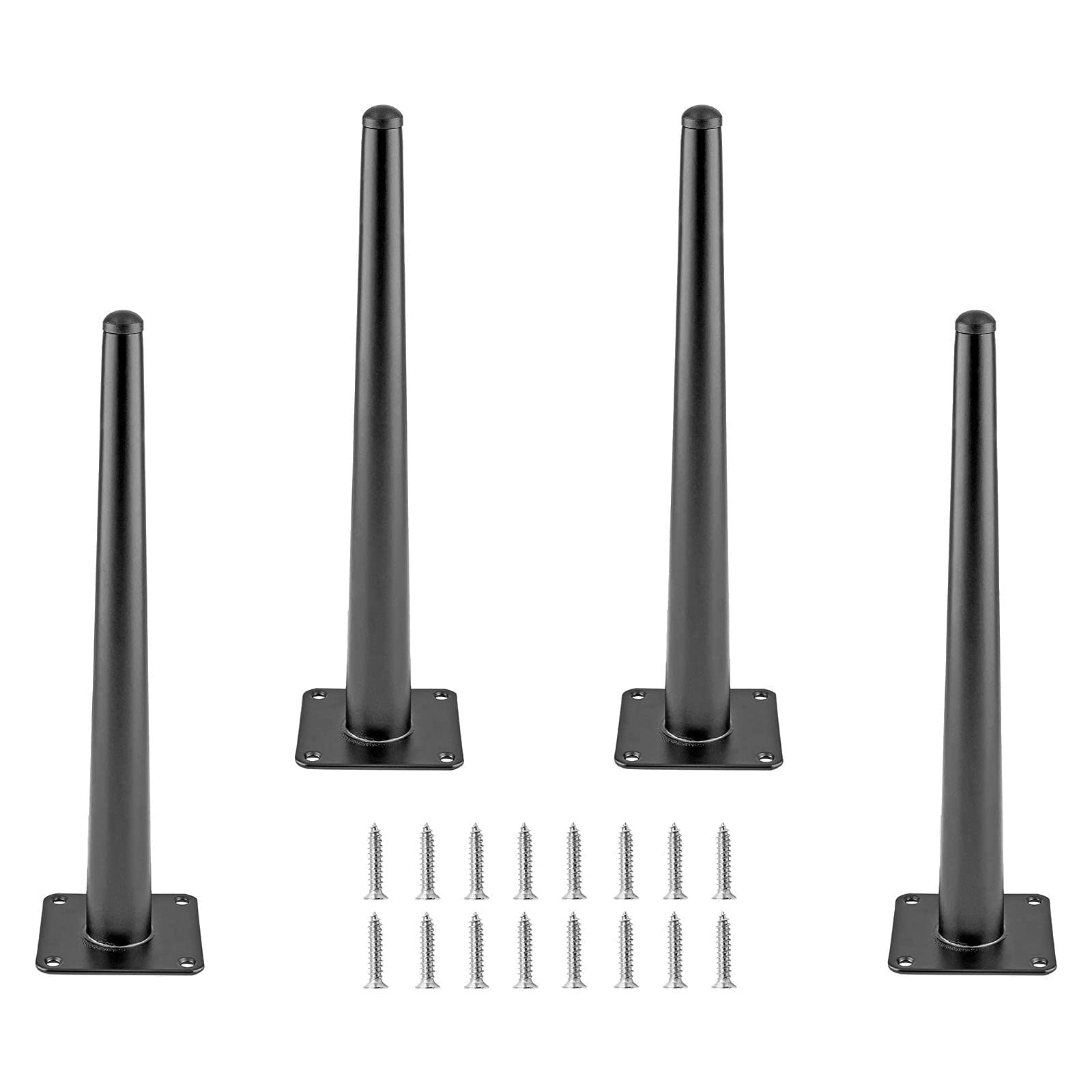 Cjueiom 12 Inch / 30cm Straight Furniture Legs Black Sofa Legs Set of 4, Mid-Century Couch Legs Heavy Duty Coffee Table Legs, Conical Chair Feet Metal Cabinet Legs Replacement for Cupboard Ottoman โ image 1