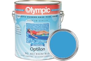 KELLEY TECHNICAL COATINGS Olympic Pool Paint - Optilon - Bikini Blue - 1 Gallon - Synthetic rubber-base swimming pool paint - value quality enamel for synthetic and chlorinated rubber, bare plaster and concrete pools.