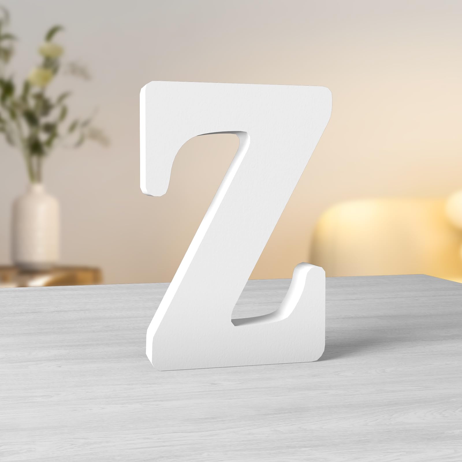 Aruatu 6 Inch White Wood Letters Unfinished Standing Letters Slices Sign Board Decoration for Craft Home Party Projects (Z) — image 1