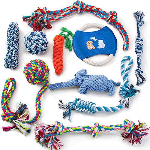 HIPIPET 10pcs Rope Dog Toys Large Dog Toy Balls Flying Discs Chew Tug Toss Toys Set for Medium Large Dogs