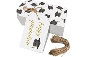 AUKOLASS 50 Pcs Graduation Gift Tags, Congrats Grad Party Favors Gift Tags for High School or Happy College Graduation Party Decoration Supplies (Gold, 2.2 * 3.5)