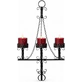Black Wall Candle Sconces,3 Iron Candelabra,Gothic Victorian Decor,Rustic wall Candle Holder for Bathroom,Living Room,Dining Room Indoor Outdoor Use