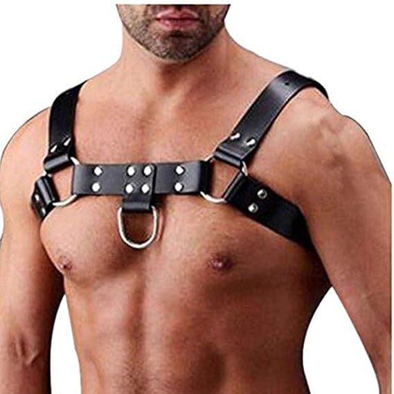 Agoky Herren Verstellbarer PU Leder Body Brust Harness Punk Gothic sexy Sklave Bandage Kostüme Party Klub Outfits