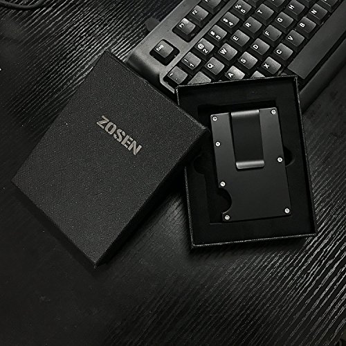 Metal Wallet Credit Card Holder with RFID blocking, Aluminum Money Clip Wallet (Black) - Thumbnail 5