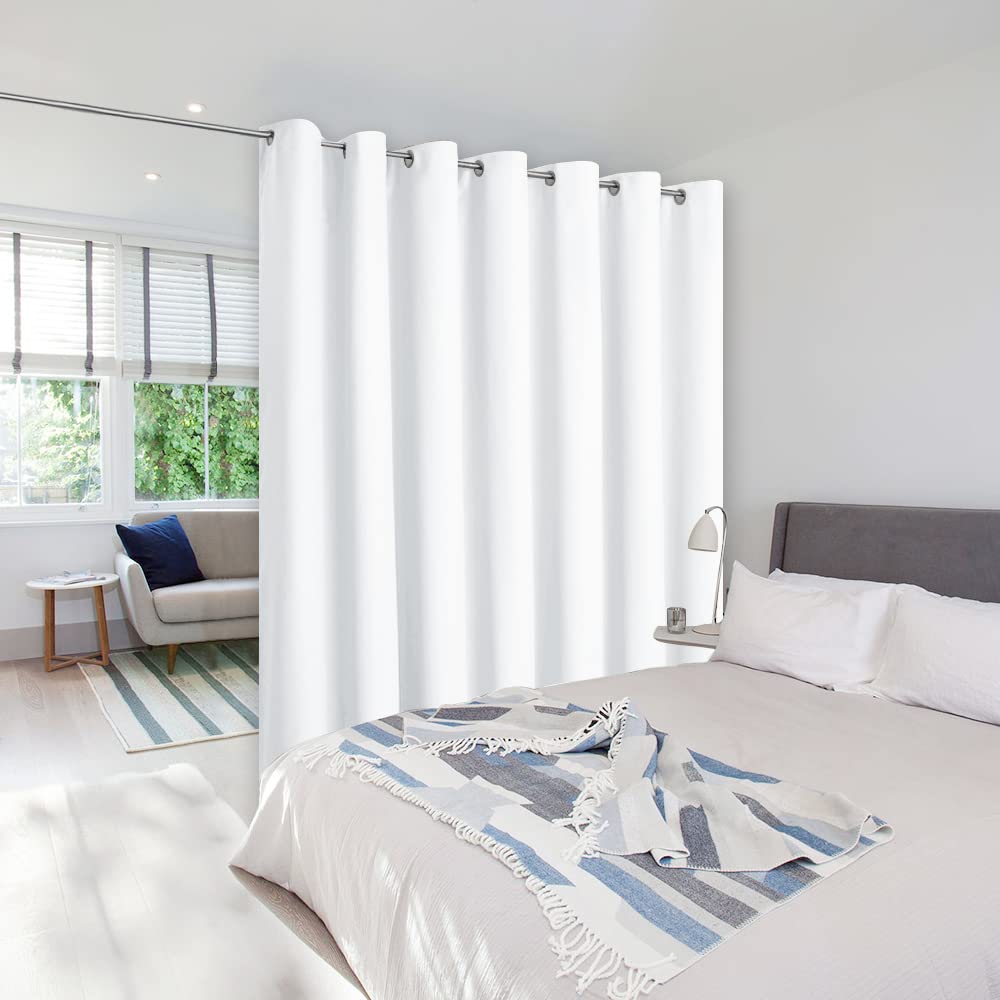 NICETOWN Privacy Room Divider Curtain Screen Partitions, Closet Door Curtain Vertical Blind for Sling Door, Window Privacy Blinds for Patio (White, Single Panel, 11ft Tall x 8.3ft Wide) Image NICETOWN Privacy Room Divider Curtain Screen Partitions, Closet Door Curtain Vertical Blind for Sling Door, Window Privacy Blinds for Patio (White, Single Panel, 11ft Tall x 8.3ft Wide) Image