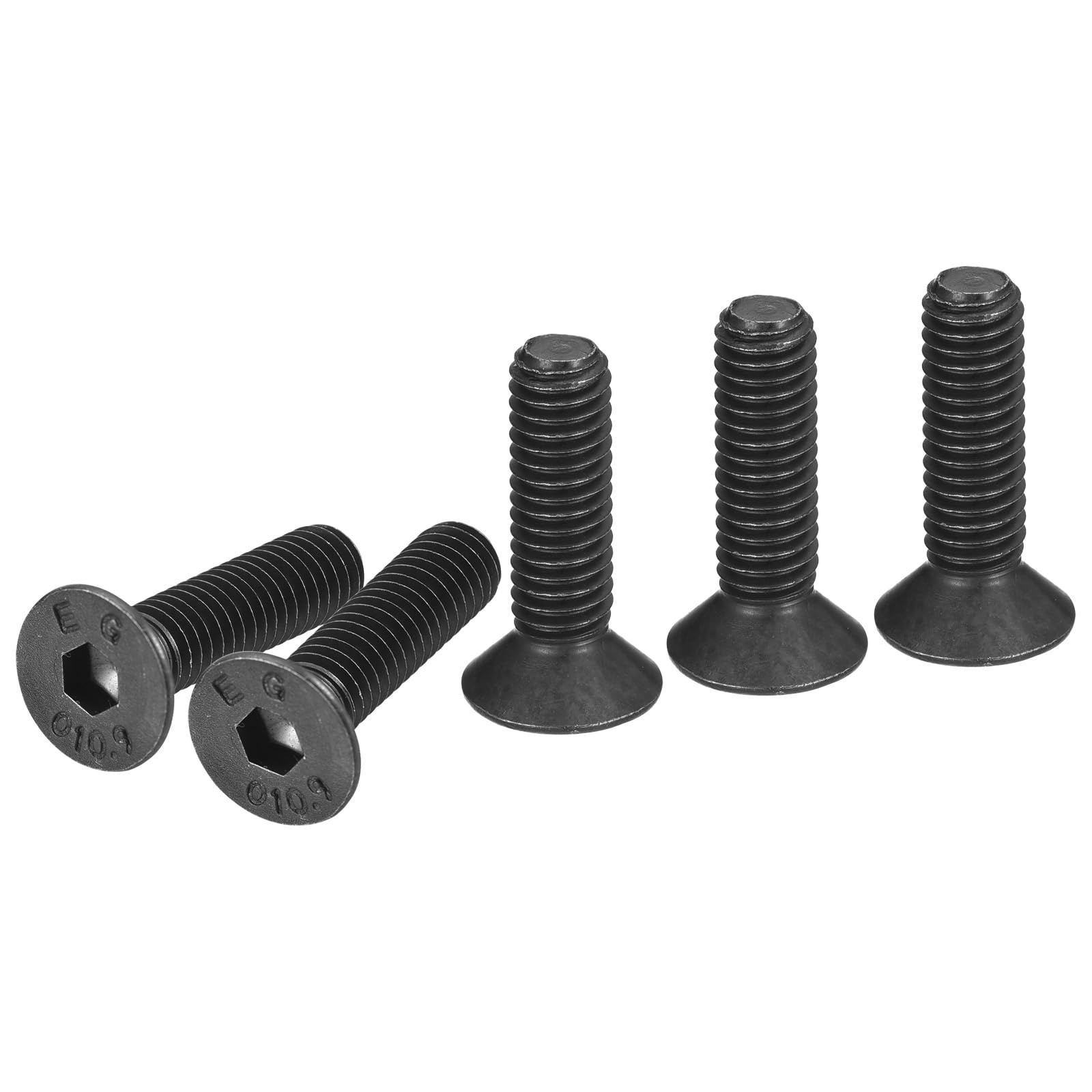 DTGN M6-1x20mm Flat Head Socket Cap Screws, 50 Pack Hex Socket Flat Head Screws Carbon Steel Black Oxide, Full Thread, Countersunk Bolts