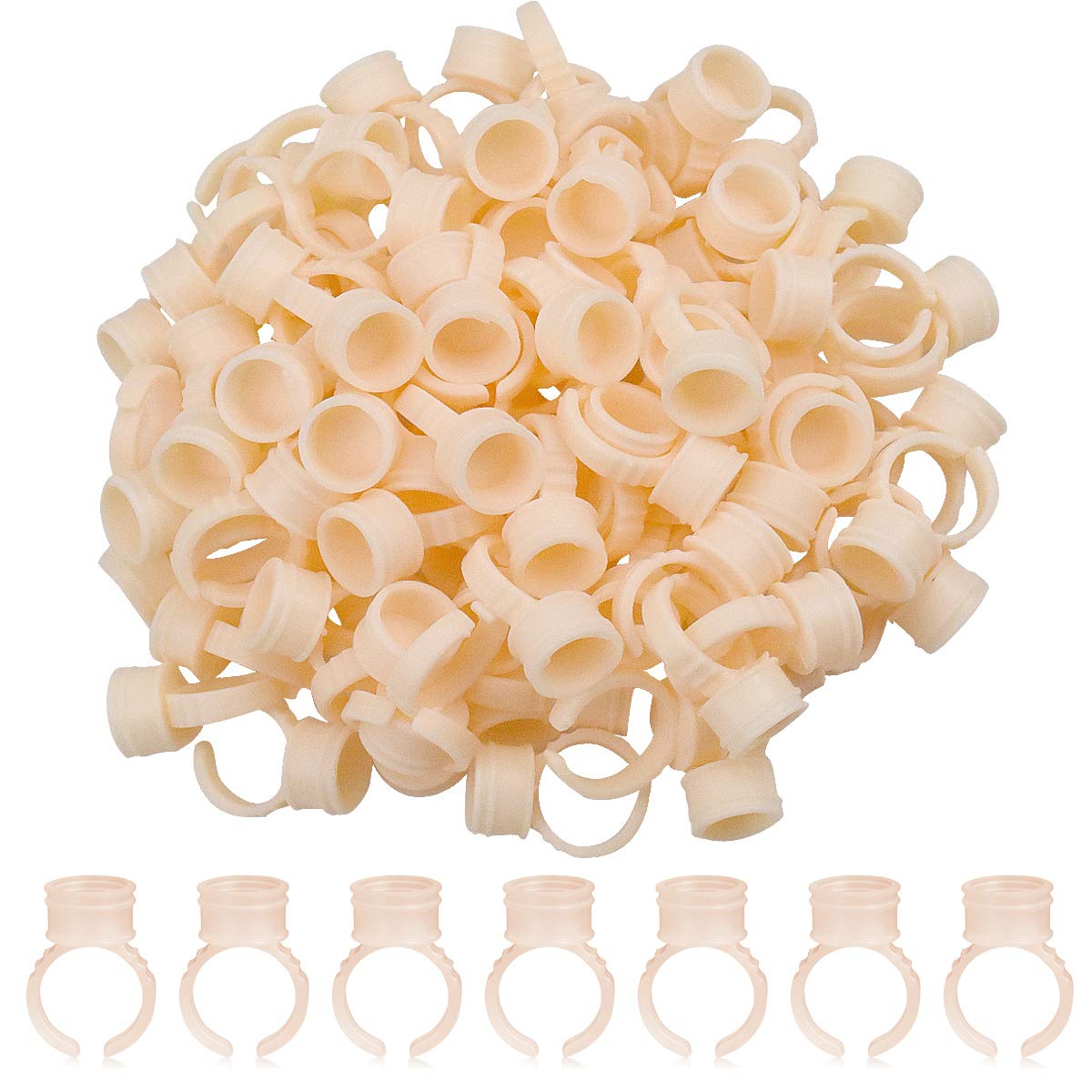 Dokpav 100 Pcs Eyelash Glue Rings, Disposable Silicone Eyelash Glue Holder Nail Art Polish Holders Tattoo Individual False Eyelash Extension Adhesive Pigment Holders Beauty Tool, Complexion