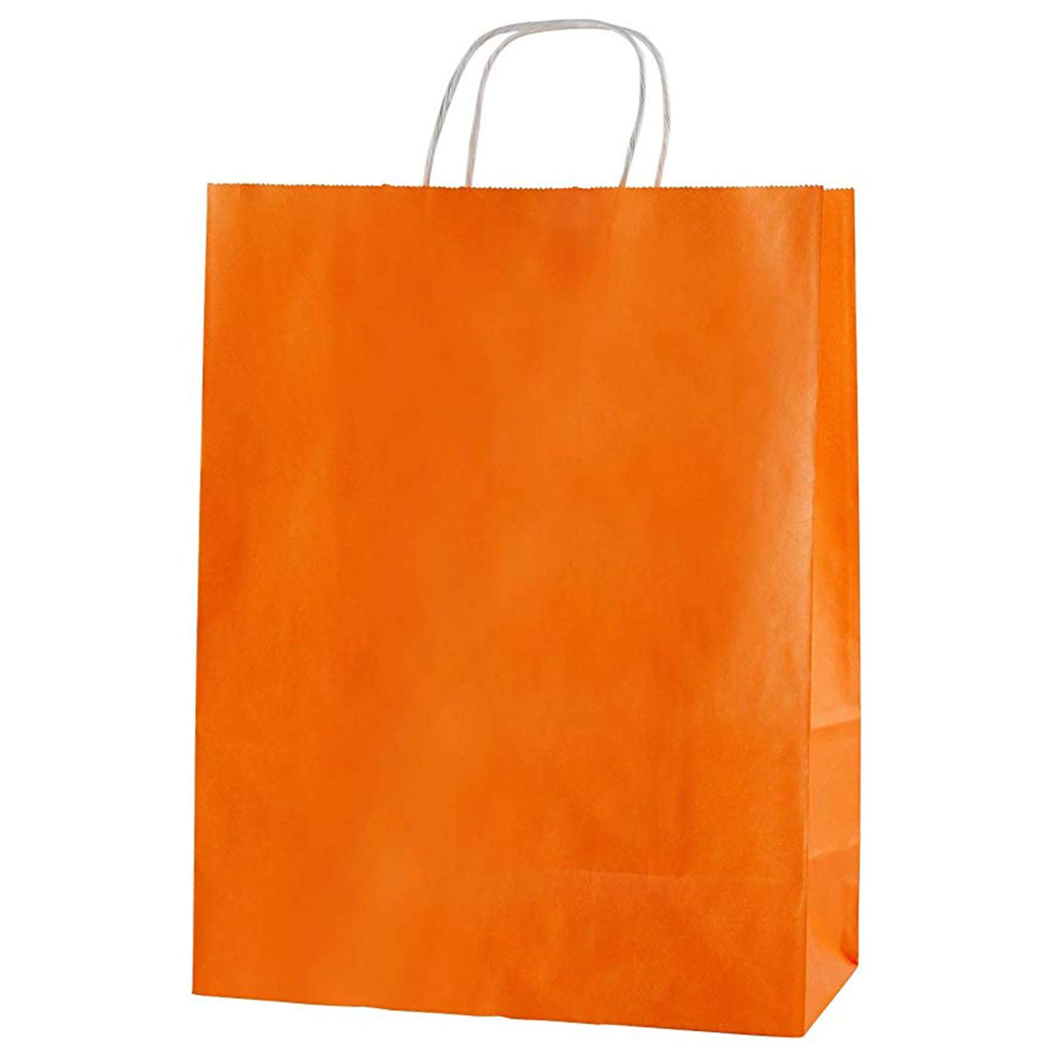 Thepaperbagstore 25 Orange Medium Paper Bags with Handles - 25x11x31cm - Colourful Paper Gift Bags for Adults and Kids - for Halloween, Shopping, Retail, Party, Birthdays and Weddings