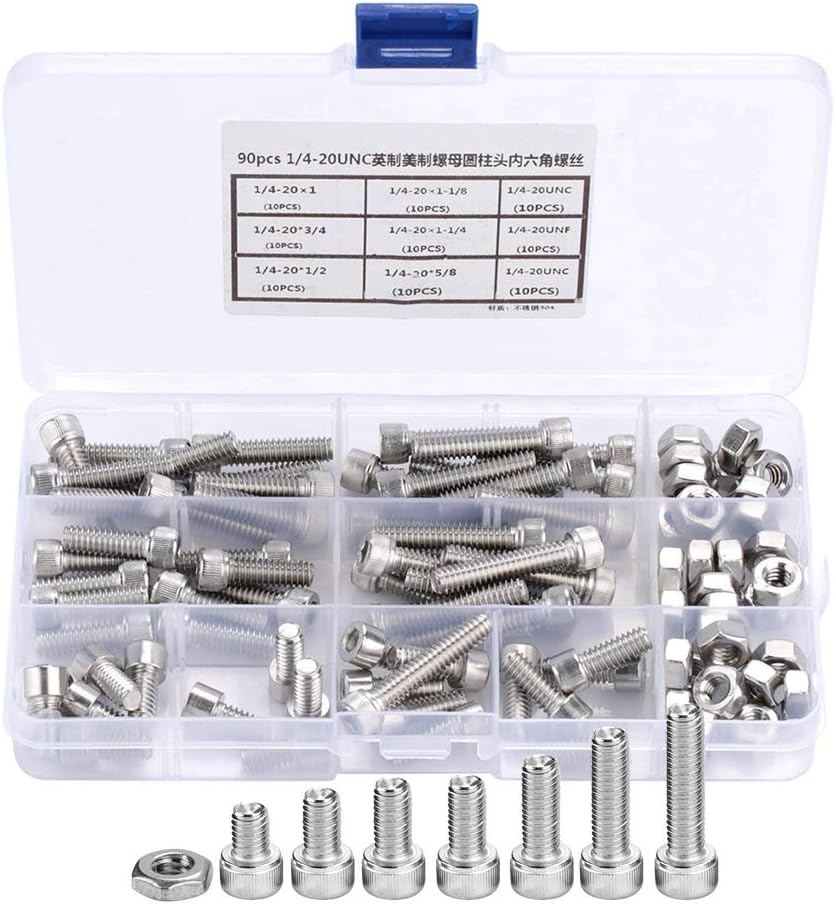 90Pcs Stainless Steel Hex Socket Screw Assortment Kit Cap Head Bolts Nuts Fastener Set for DIY Motorcycle Maintenance - Image 3