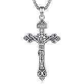 AEONSLOVE 925 Sterling Silver Saint Benedict/St Michael/Cruz de Caravaca Pendant Necklace Religious Gifts for Women Men
