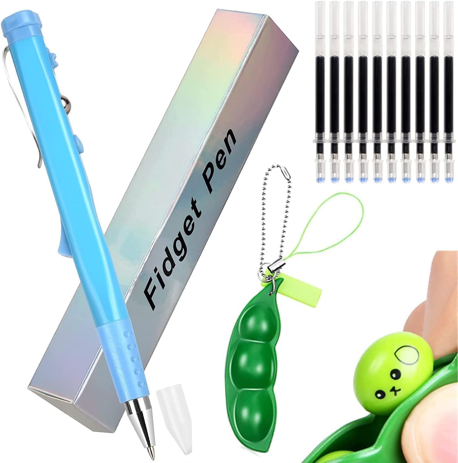 Sicomne Fidget Pen for Autism Anxiety Stress Relief, Fidgets Pen Squeeze Set Anti Stress Relief School Adults Students Adhd Fidget Pens Multifunction Magnetic Pens