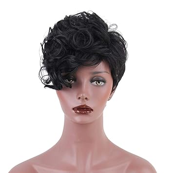 Amazon Com Synthetic Short Pixie Cut Wigs For Black Women Wavy