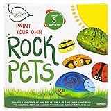 CREATIVE ROOTS Paint Your Own Rock Pets by Horizon Group USA, 6 Colors, Paint Brush, Wiggly Eyes and Glue Included
