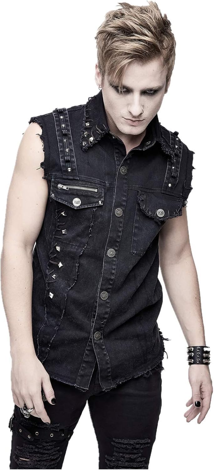 black denim waistcoat mens