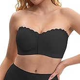 KUTECOMBO Wireless Strapless Bra for Women Front Closure Smoothing Padded Bandeau Bralette