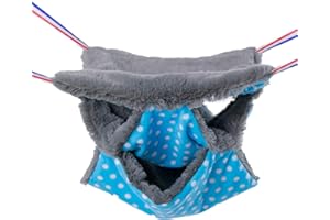 neolun Rat Ferret Cage Hammock Bedding Small Pet Cage Accessories Toy Triple-Layer Hammock Bedding for Hamster Guinea Pig Rat Ferret Chinchilla Playing Sleeping(Light Blue)