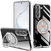 Compatible for Samsung Galaxy Note 10 Phone Case, 360° Rotatable Ring Holder Kickstand [Non Yellowing] Transparent 4 Corners Shockproof Protective Cover Case for Samsung Galaxy Note 10 - Crystal Clear