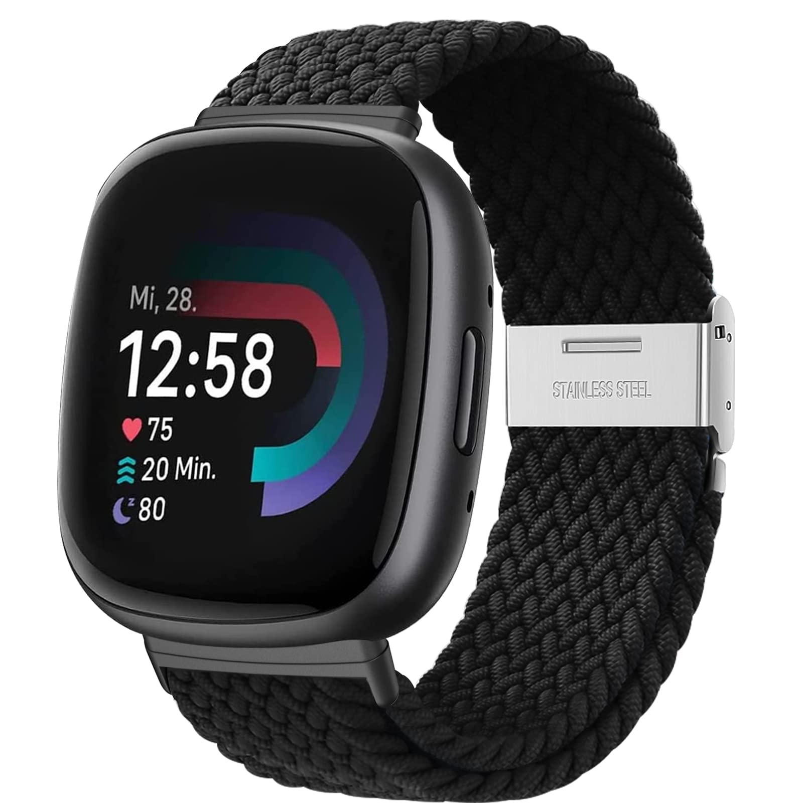 YASPARK Compatible with Fitbit Versa 4/3/Sense 2/1, Soft Elastic Nylon Sport Replacement Band for Fitbit Versa 4/3, Sense 2/1