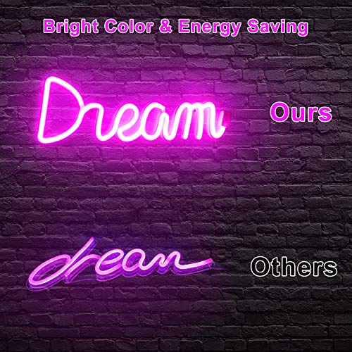 Goopreen Dream Neon Sign LED Neon Light Sign Wall Decor, Battery or USB Powered Light Up Dream