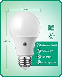 EDISHINE Dusk to Dawn Light Bulbs Outdoor, A19 LED