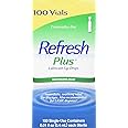 Refresh Plus Lubricant Eye Drops Long Lasting Relief Plus Protection for Mild To Moderate Dry Eye - 100 Single Use Vials